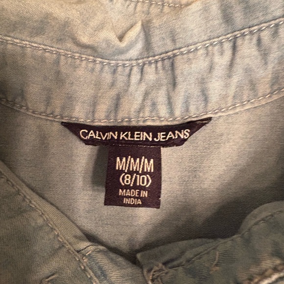 Calvin Klein Girls M (8/10) Soft Chambray Blue Denim Sleeveless Shirt Dress - Picture 3 of 5